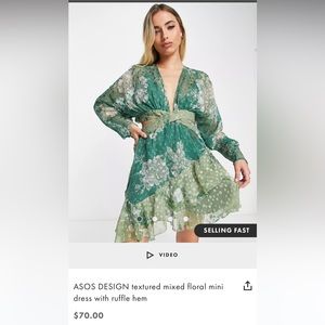 Green floral ASOS dress, size 6.